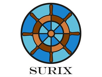 Surix Rudder design icon illustrator logo marine ocean rudder sea stained glass stained glass window typography