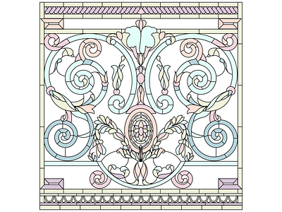 Pastel Baroque stained glass window