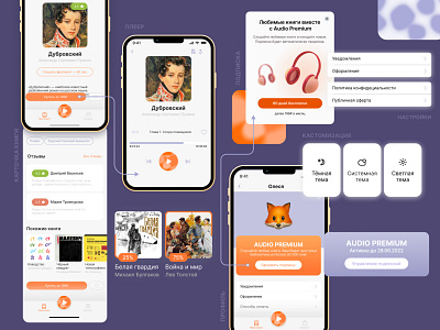Mobile app for listening audiobooks app audiobook book card design interface mobile mobile design mobile interface player ui ux ux design uxui