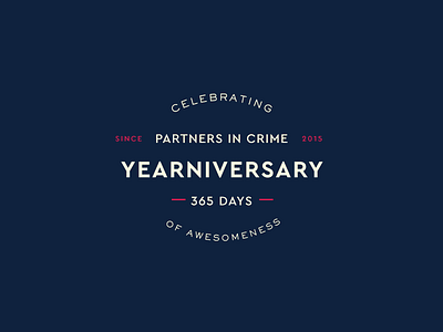 Yearniversary Badge 365 anniversary badge celebrate lock up navy pink type typography