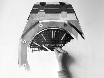 JKAI // Timepieces, Audemars Piguet Royal Oak, WIP drawing graphite