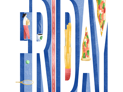FRIDAY design friday fries graphic design illustration pizza shopping tennis typography