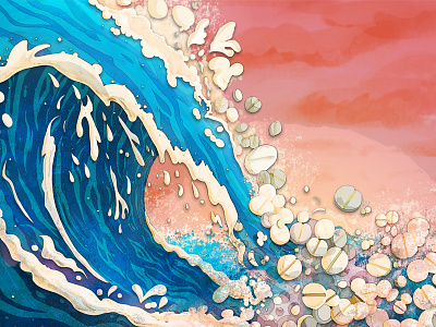 Surfercaine Print art ocean painting pills print sunset surf tidal wave