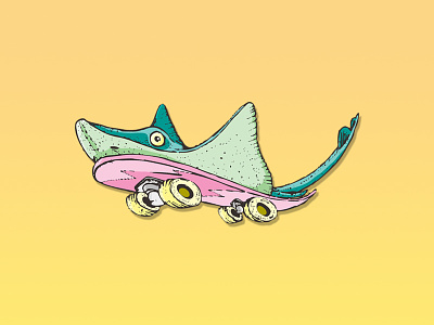 Skate artwork board deck fish kick flip olly skate skateboarding stalefish