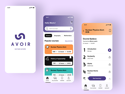 Savoir : learning app app design figma graphic design illustration mobile ui