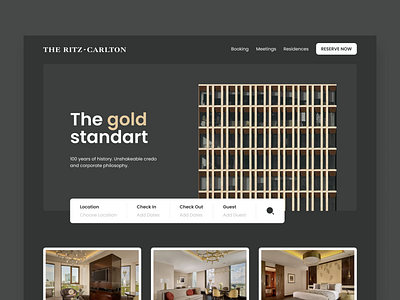 The Ritz-Carlton Home Page Concept black booking dark design hotel landing minimalistic modern redesign ritz carlton ui ux web