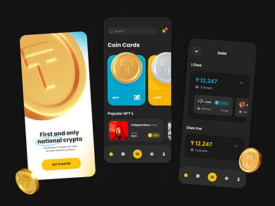 Cryptocurrency Wallet App account app bank bitcoin crypto dark design marketplace minimalistic mobile modern money nft pay token ui user experience user interface ux wallet