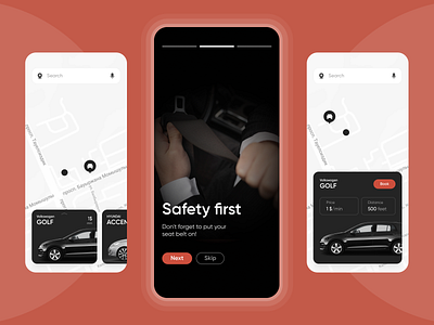 Carsharing App Concept app car design map minimalistic modern ui user interface vehicle