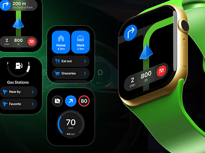 2GIS — WatchOS App 2gis app apple watch car carplay design fuel map minimalistic modern ui user interface watch watchos