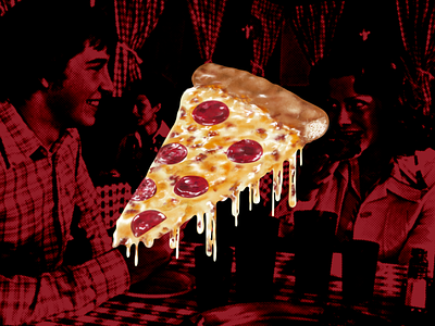 Pizza airbrush design illustration photoshop vintage