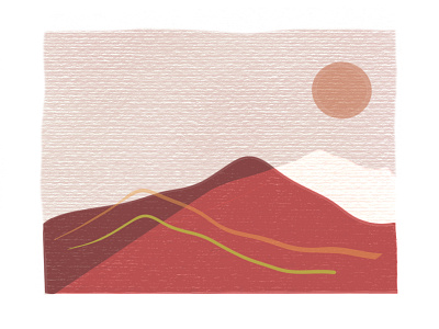 Paper Mountainscape classroom illustration landscape line minimal mountains red sun teachers