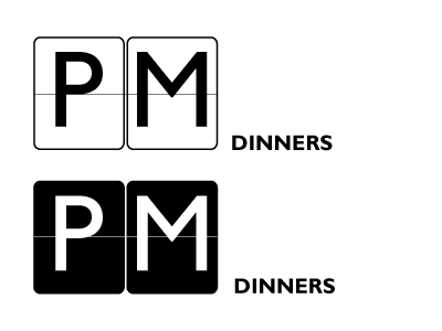 PM Dinners Logo clock logo logo pm dinner pm dinners pop up dinner logo