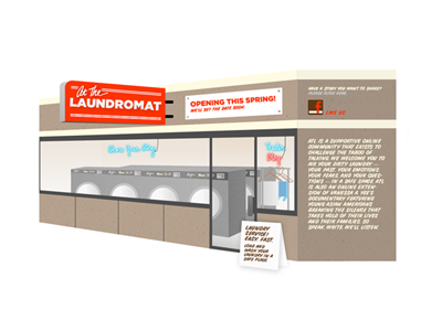 Little Laundromat at the laundromat illustration splash page design vanessa a. yee