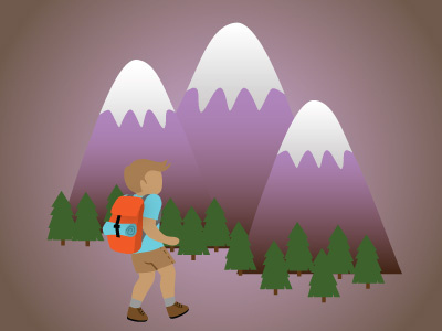 Ill-Prepared Hike figure hiker illustration infographic mountains woods