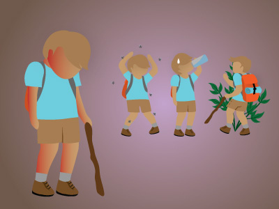 Miserable Hiker figure hiker illustration infographic woods
