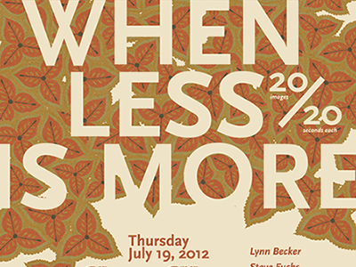 When Less Is More pecha kucha sah when less is more