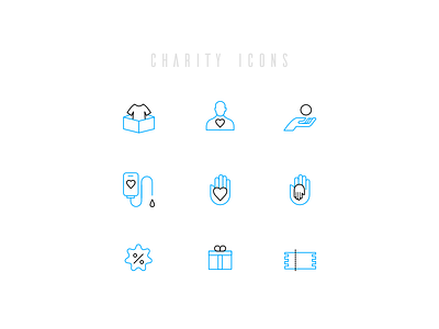 Charity Icon set art design experience food graphic iconography icons interface line