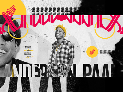 BUBBLIN' anderson paak black and white bubblin design exploded grid exploration grid layout music outside the box scribbles texture typography ui ux yellow
