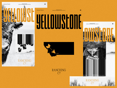 YELLOWSTONE black and white buffalo cowboy design exploded grid exploration grid layout montana outside the box ranch typography ui ux web design western yellow yellowstone