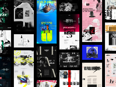 BITS & PIECES black and white design exploded grid exploration grid layout outside the box typography ui ux web design