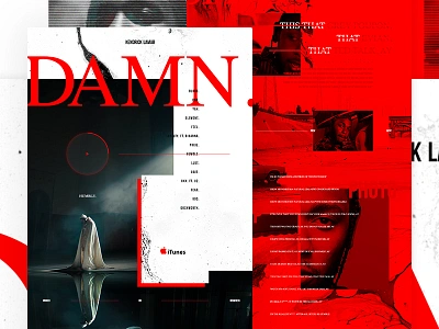 DAMN. clean damn grid kendrick lamar kung fu kenny music outside the box red serif sit down ui ux web design