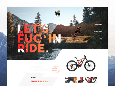 Let's F***in Ride. bear bikes exploded grid flag forest gradient green layout marin ride ui ux web design