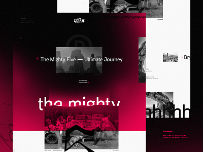 The Mighty Five® dark design exploded grid grid layout mountains national parks the mighty 5 typography utah web design zion
