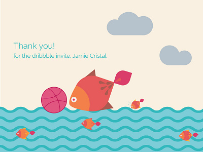 Thank you! dribbble dribbbleinvite minimalism fish illustration flatdesign thankyou water