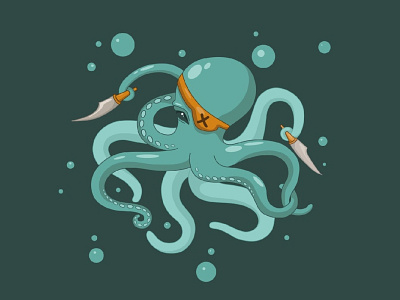 Octopus Pirate ai design graphic design illustration vector