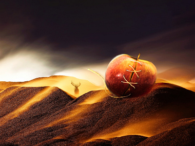 Surreal Fruits | Art project apple art artistic creativedesign desert design digital art digitalart golden graphicdesugn logo minepulation photoshop pixel rottenapple surreal ui ux