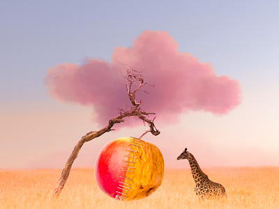 Surreal Fruits | art project apple branding color creativedesign desert fruits giant giraffe graphic design illustration logo nature rotten sad sick sky surreal ui vector yellow