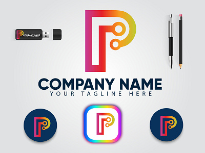 technology logo  | modern logo | p letter mark logo