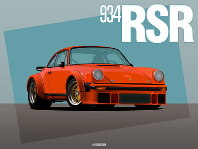 1976 Porsche 934 RSR graphic design ill illustration typography vector