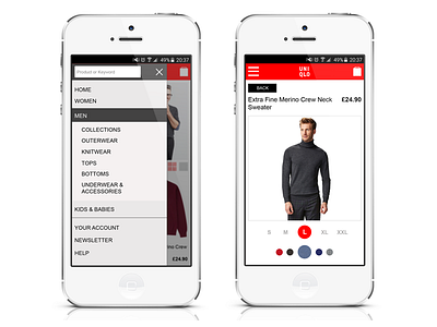 UNI QLO App Re-Design ecommerce mobile navigation product retail ui design ux design web design