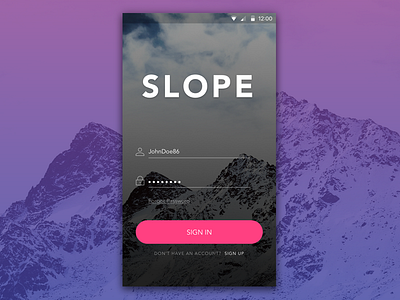 SLOPE - Login Screen app login screen ski skiing ui design ux design