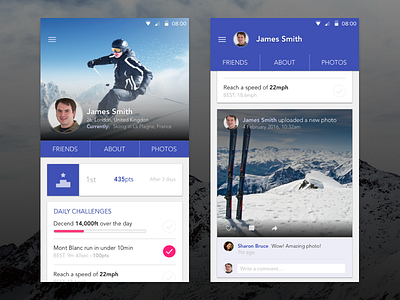 Slope Profile app high contrast profile skiing ui ux