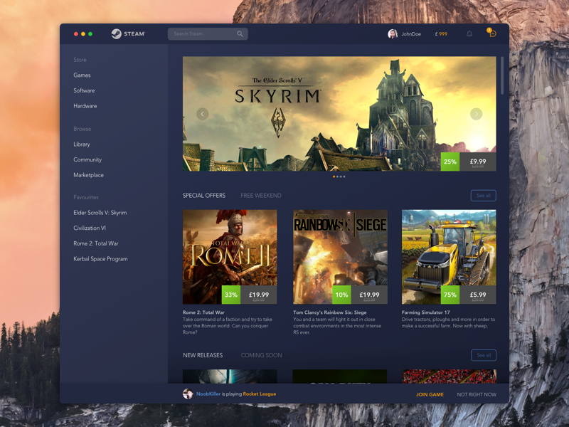 Steam Concept by Kevin Murphy on Dribbble