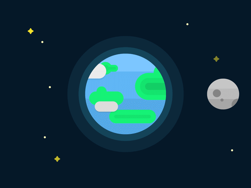 Moon Orbit animation earth flat design illustration moon planet space