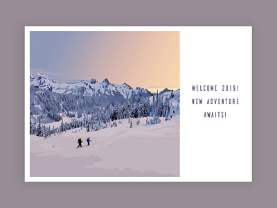 Happy New Year & 2 Dribbble Invites 2019 design illustraion landscape mountain new adventures new year