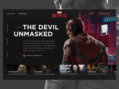 Marvel | Netflix Concept daredevil marvel netflix screen design ui design web design