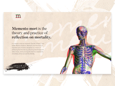 Memento Mori - Motion interaction design invision invision studio memento mori mock up mocktober motion design rgb skeleton studio ui ux design web design