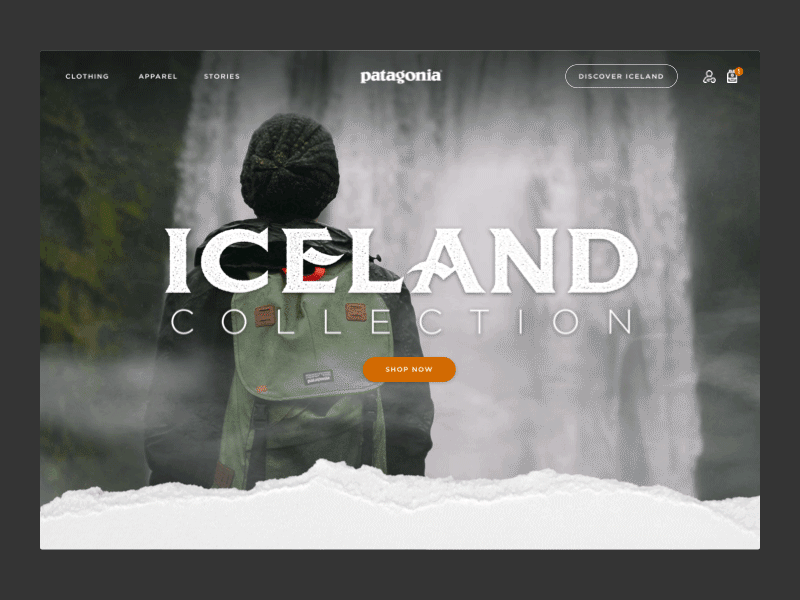 Patagonia Iceland Collection Concept iceland interaction design motion design principle principleapp ui ui design waterfall web design
