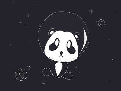 Pandastronuat 2017 earth illustration newyear panda homeless animals space vintage