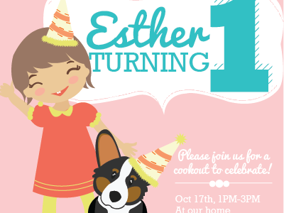 Essie's Birthday 1st birthday birthday corgi invite