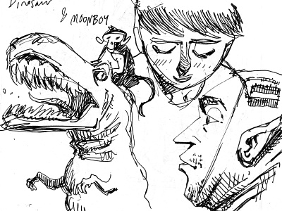 Sketch #1 dinosaur monkey pen sketch