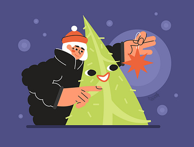 Christmas tree gift. christmas tree flat vector flatillustration illustration illustrator new years purple vector