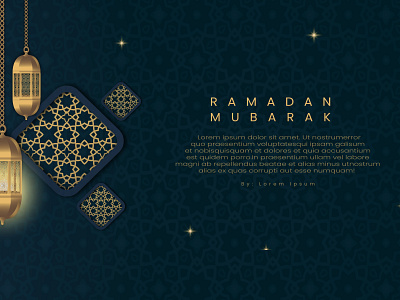 Vector design of simple golden ramadan lanterns and frames banner