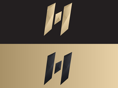 H logo with shiny diamond effect in a modern and expensive gold style