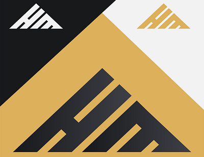 Hm logo sports a modern and simple triangle shape illustration