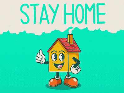 STAY HOME cartoon character coronavirus covid19 cute disney home house illustration indoors inside old school retro retro design simple stay home vintage